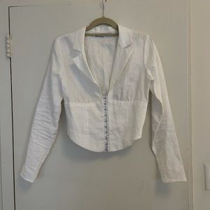 Reformation Linen Hook and Eye Blouse